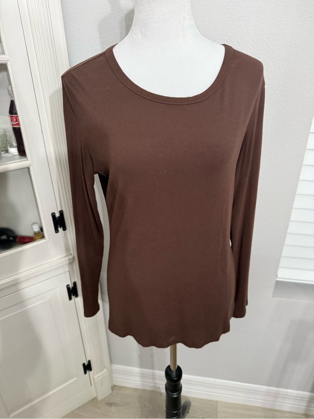 Classic Brown Long-Sleeve Women's Top